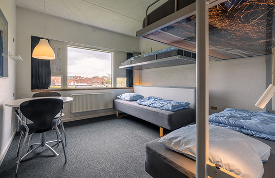 Shared room at Danhostel Ribe with a view of the city and Ribe Cathedral